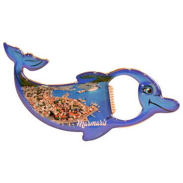 Marmaris Themed Dolphin Shaped Metal Magnetic Bottle Opener 102x67 mm - 8