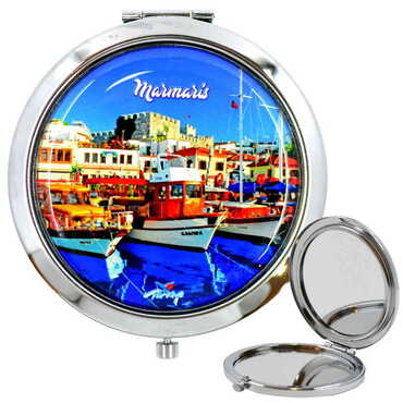 Toptan Marmaris Temalı Myros Metal Yuvarlak Ayna 70x11 mm - Thumbnail