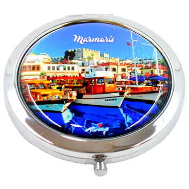 Toptan Marmaris Temalı Myros Metal Yuvarlak Ayna 70x11 mm - Thumbnail