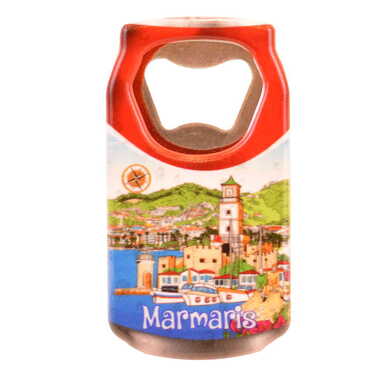 Myros - Toptan Marmaris Temalı Myros Teneke Kutu Açacak Magnet 43x80 mm