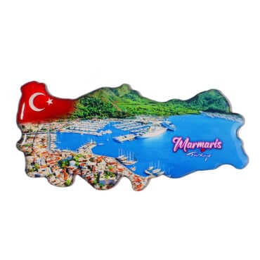 Marmaris Themed Myros Turkey Map Refrigerator Magnet