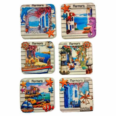 Marmaris Temalı Myros Yöresel Polyester Magnet - 17