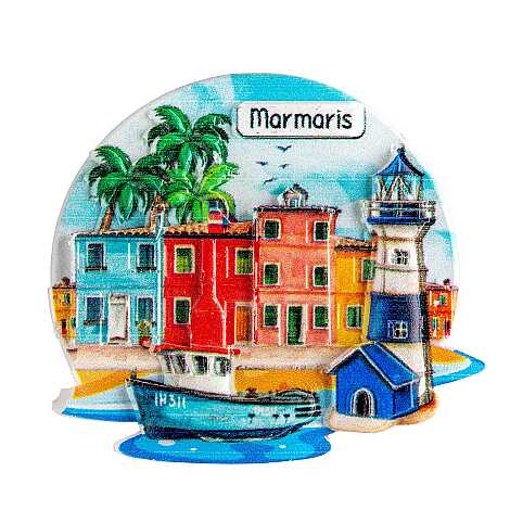 Marmaris Temalı Myros Yöresel Polyester Magnet - 56