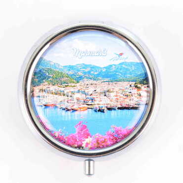 Marmaris Themed Customised Epoxy Round Pill Box 50x15 mm - 4