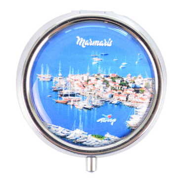 Marmaris Themed Customised Epoxy Round Pill Box 50x15 mm - 6
