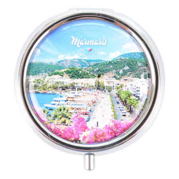 Marmaris Themed Customised Epoxy Round Pill Box 50x15 mm - 9