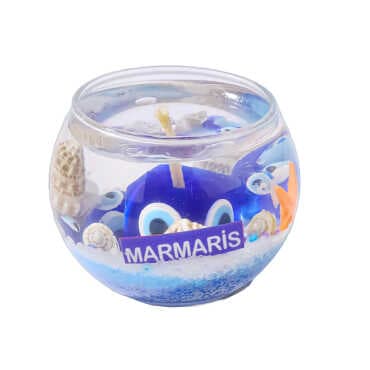 Marmaris Themed Medium Round Glass Candle with Gel Wax - Standart - 2