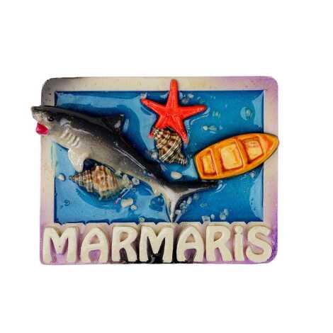 Marmaris Temalı Şeffaf Polyester Tabak Magnet - 1