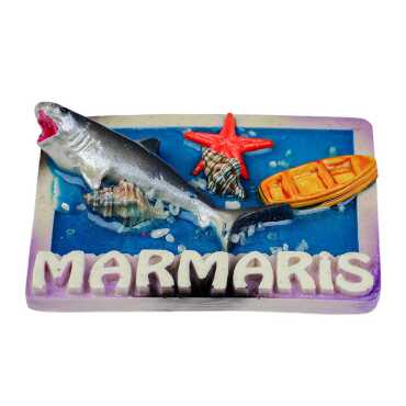 Marmaris Temalı Şeffaf Polyester Tabak Magnet - 2