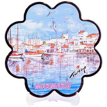 Toptan Marmaris Temalı Seramik Yöresel Serigrafi Papatya Nihale 182 mm - Thumbnail