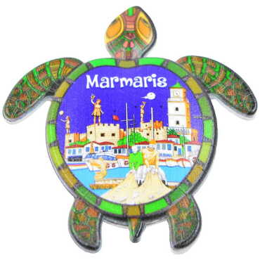 Toptan Marmaris Temalı Myros Uv Kaplumbağa Şeki̇lli̇ Magnet 80*74 Mm - 3
