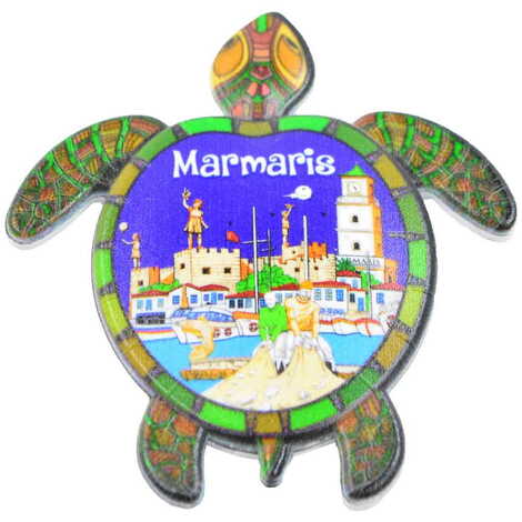 Toptan Marmaris Temalı Myros Uv Kaplumbağa Şeki̇lli̇ Magnet 80*74 Mm - 3
