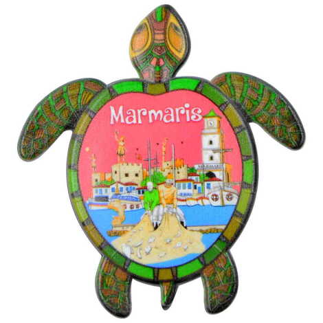 Toptan Marmaris Temalı Myros Uv Kaplumbağa Şeki̇lli̇ Magnet 80*74 Mm - 4