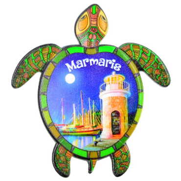 Toptan Marmaris Temalı Myros Uv Kaplumbağa Şeki̇lli̇ Magnet 80*74 Mm - 5