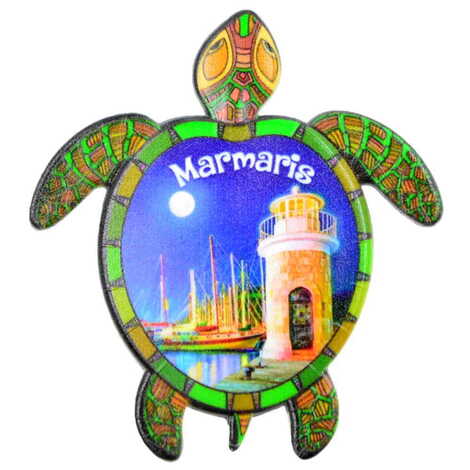 Toptan Marmaris Temalı Myros Uv Kaplumbağa Şeki̇lli̇ Magnet 80*74 Mm - 5