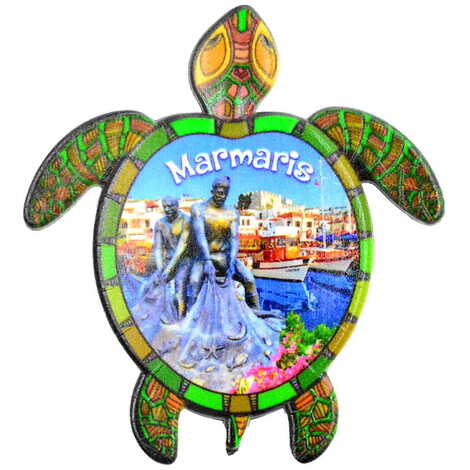 Toptan Marmaris Temalı Myros Uv Kaplumbağa Şeki̇lli̇ Magnet 80*74 Mm - 7
