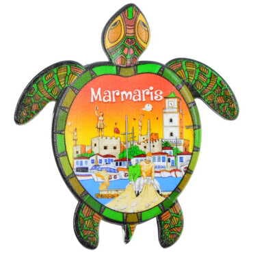 Toptan Marmaris Temalı Myros Uv Kaplumbağa Şeki̇lli̇ Magnet 80*74 Mm