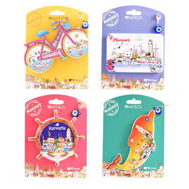 Marmaris Themed Plastic Base UV Printed Custom Backing Carded Fridge Magnet - 2