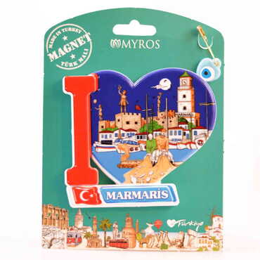 Marmaris Themed Plastic Base UV Printed Custom Backing Carded Fridge Magnet - 16