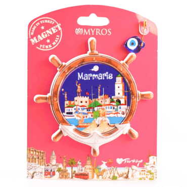 Marmaris Themed Plastic Base UV Printed Custom Backing Carded Fridge Magnet - 18