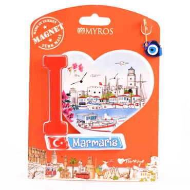 Marmaris Themed Plastic Base UV Printed Custom Backing Carded Fridge Magnet - 20
