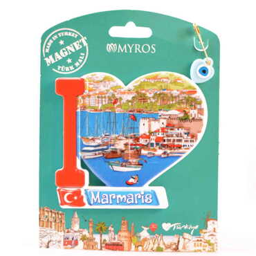 Marmaris Themed Plastic Base UV Printed Custom Backing Carded Fridge Magnet - 21