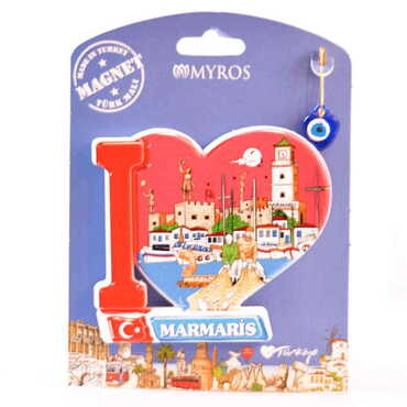 Marmaris Themed Plastic Base UV Printed Custom Backing Carded Fridge Magnet - 22