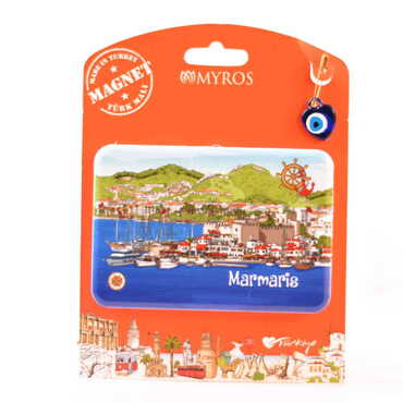 Marmaris Themed Plastic Base UV Printed Custom Backing Carded Fridge Magnet - 25