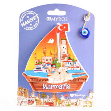 Marmaris Themed Plastic Base UV Printed Custom Backing Carded Fridge Magnet - 27