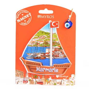 Marmaris Themed Plastic Base UV Printed Custom Backing Carded Fridge Magnet - 28