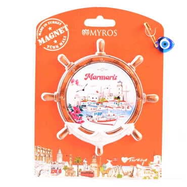 Marmaris Themed Plastic Base UV Printed Custom Backing Carded Fridge Magnet - 31
