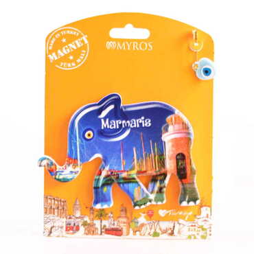 Marmaris Themed Plastic Base UV Printed Custom Backing Carded Fridge Magnet - 39