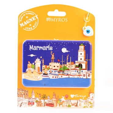 Marmaris Themed Plastic Base UV Printed Custom Backing Carded Fridge Magnet - 40