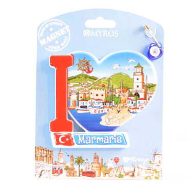 Marmaris Themed Plastic Base UV Printed Custom Backing Carded Fridge Magnet - 42
