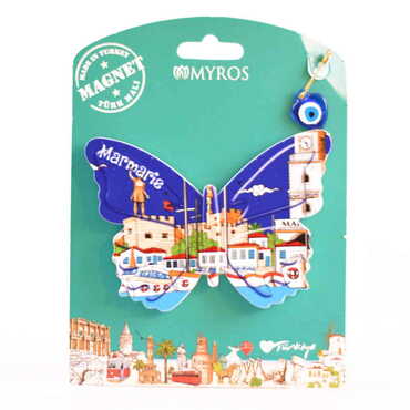 Marmaris Themed Plastic Base UV Printed Custom Backing Carded Fridge Magnet - 43