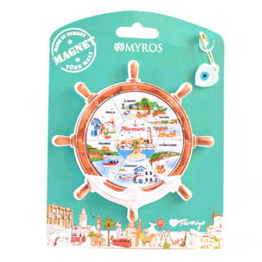 Marmaris Themed Plastic Base UV Printed Custom Backing Carded Fridge Magnet - 45