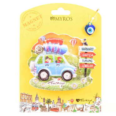 Marmaris Themed Plastic Base UV Printed Custom Backing Carded Fridge Magnet - 46