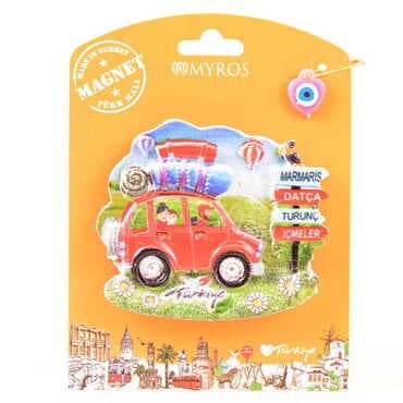 Marmaris Themed Plastic Base UV Printed Custom Backing Carded Fridge Magnet - 47