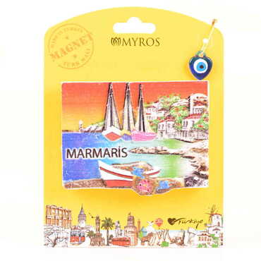 Marmaris Themed Plastic Base UV Printed Custom Backing Carded Fridge Magnet - 48