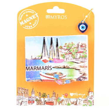Marmaris Themed Plastic Base UV Printed Custom Backing Carded Fridge Magnet - 49