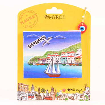 Toptan Marmaris Temalı Uv Baskılı Kartonetli Polyester Magnet - Thumbnail