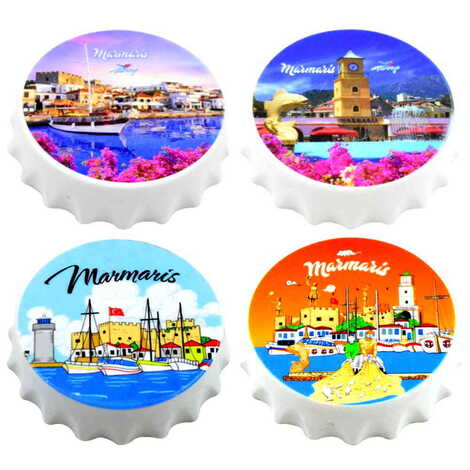 Toptan Marmaris Temalı Uv Baskılı Küçük Kapak Açacak Magnet 58x15 mm - 3