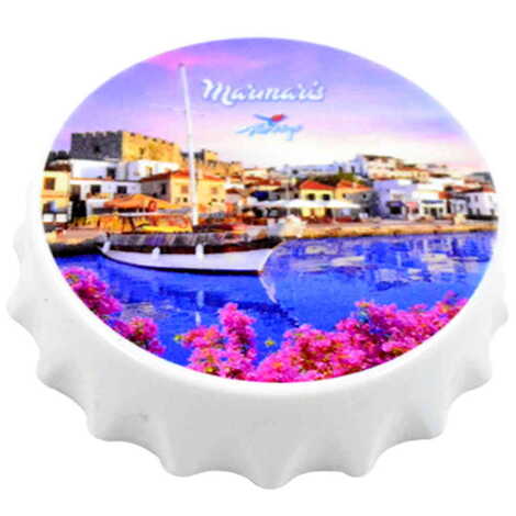 Toptan Marmaris Temalı Uv Baskılı Küçük Kapak Açacak Magnet 58x15 mm - 4