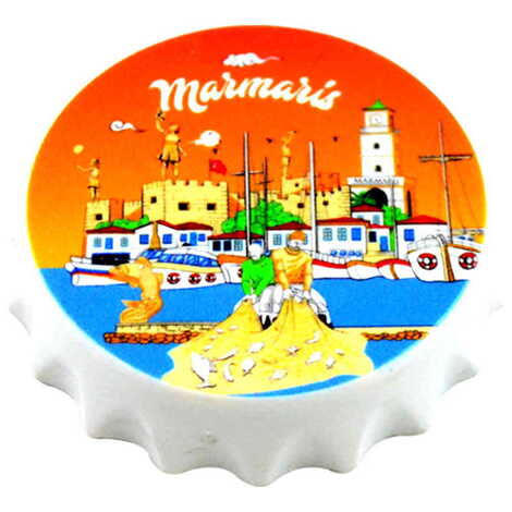 Toptan Marmaris Temalı Uv Baskılı Küçük Kapak Açacak Magnet 58x15 mm - 7