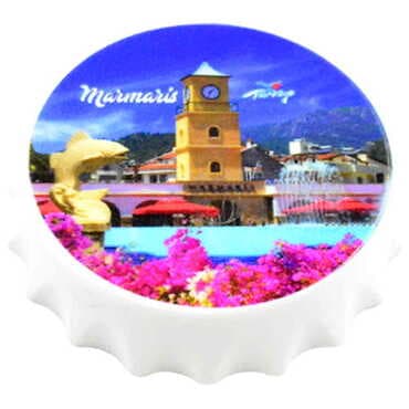 Marmaris Themed Customised UV Printed Bottle Cap Shaped Plastic Base Bottle Opener 58x15 mm - 5