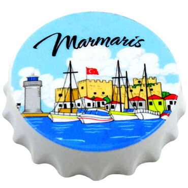 Marmaris Themed Customised UV Printed Bottle Cap Shaped Plastic Base Bottle Opener 58x15 mm - 6