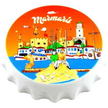 Marmaris Themed Customised UV Printed Bottle Cap Shaped Plastic Base Bottle Opener 58x15 mm - 7