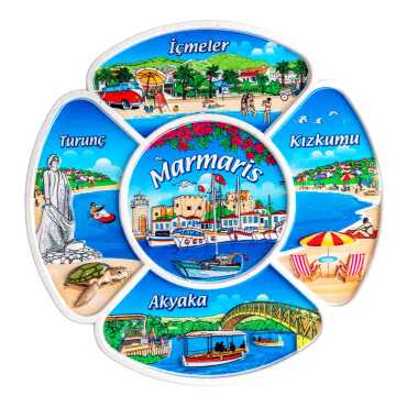 Marmaris Temalı Uv Baskılı Polyester Tabak 15 Cm - Myros