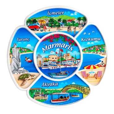 Marmaris Temalı Uv Baskılı Polyester Tabak 15 Cm