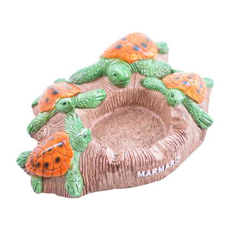 Marmaris Themed 4 Baby Turtles Shaped Plaster Raised Cottage Ashtray - 1